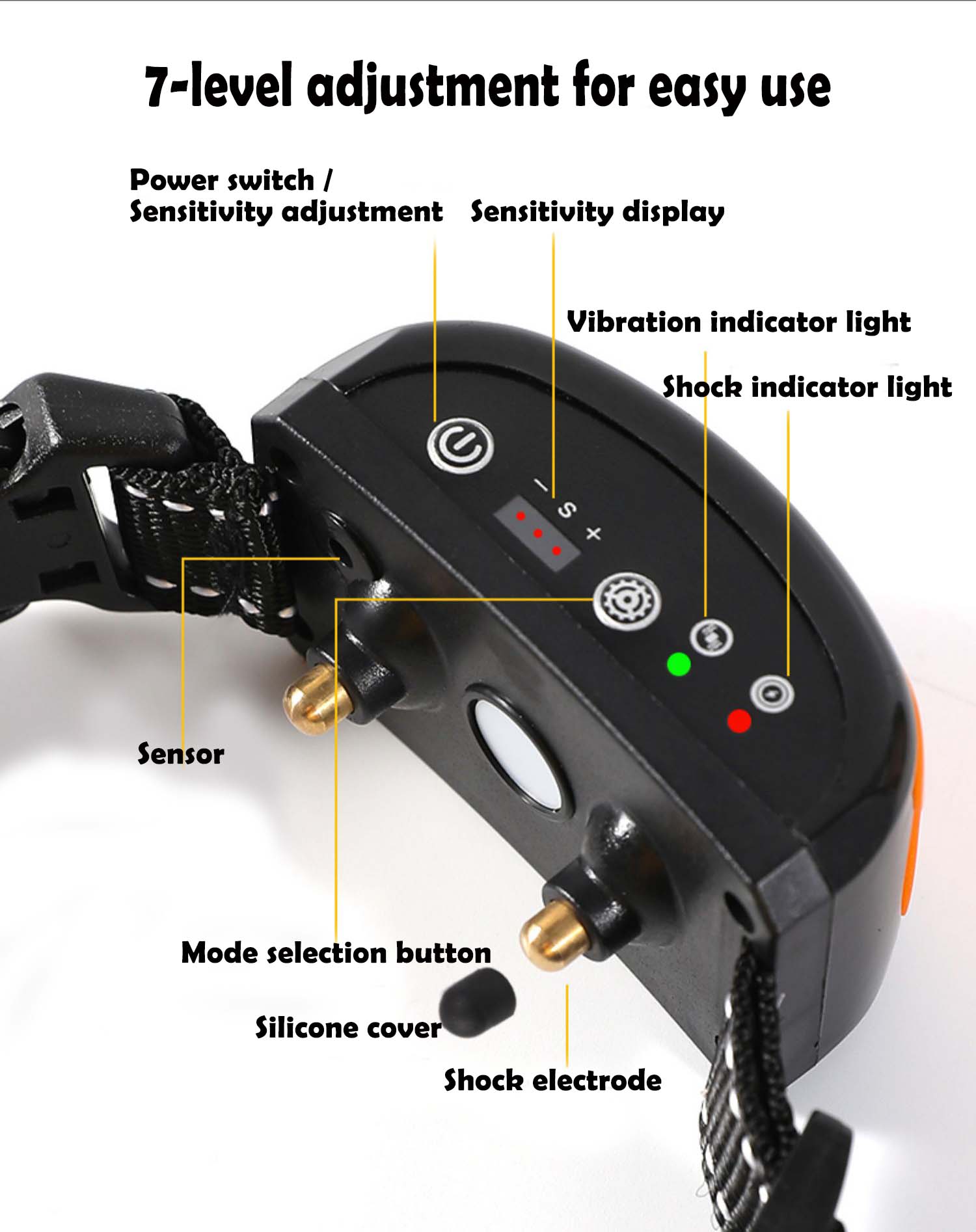  Automatic anti-bark collar for dogs of all sizes, perfect for quiet training and reducing disturbances.