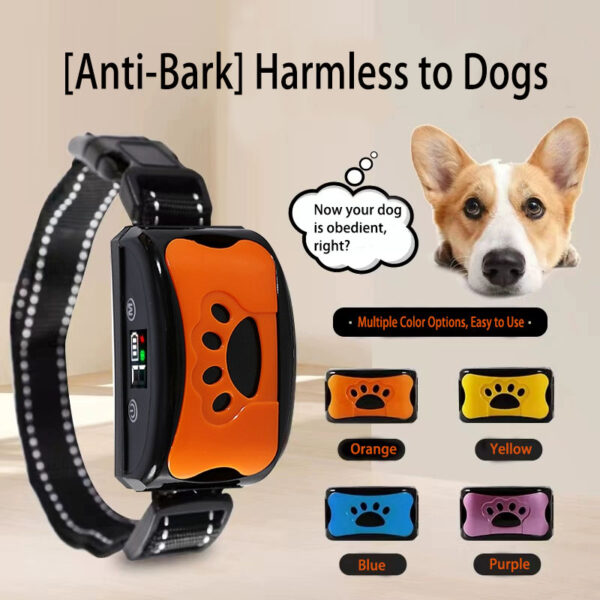 Automatic anti-bark collar for dogs of all sizes, perfect for quiet training and reducing disturbances.