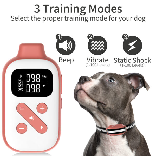 Dual-Function Anti-Bark and Dog Training Device with Shock Collar and Remote Control, designed for effective pet behavior correction.