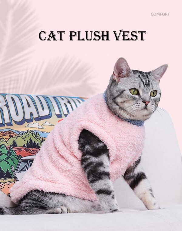 A cozy polar fleece cat vest, designed for warmth and comfort during autumn and win