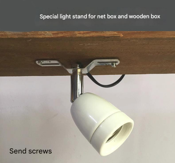 Hanging lamp frame with ceramic socket for wooden and mesh enclosures