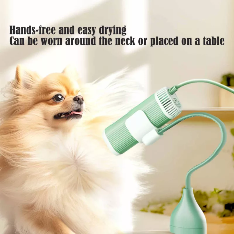 Hands-free pet blow dryer with high-speed motor