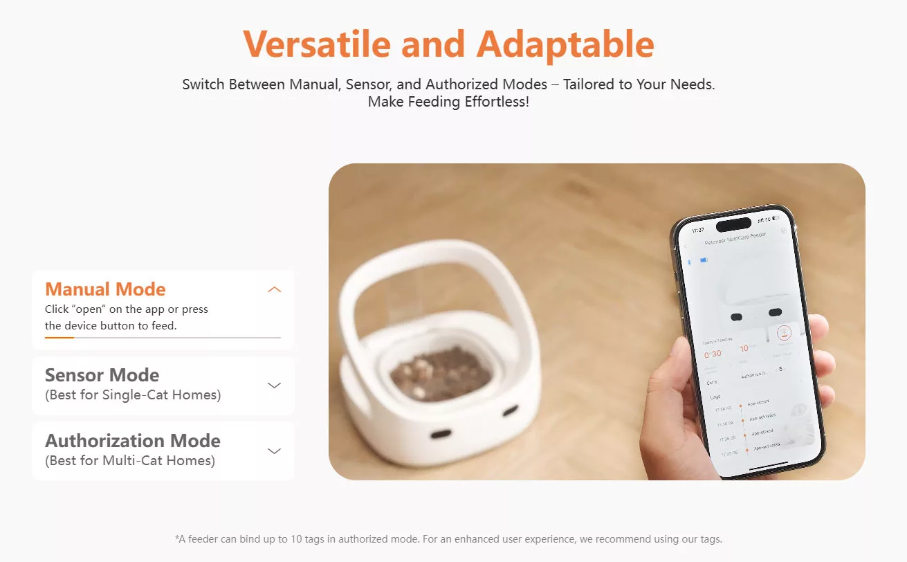 Versatile and Adaptable Switch Between Manual, Sensor, and Authorized Modes – Tailored to Your Needs. Make Feeding Effortless!