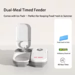 Wireless automatic pet feeder for cats and dogs with wet food freshness and scheduled feeding